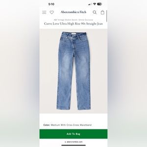 *NEW * Abercrombie & Fitch Curve Love Ultra High Rise 90s Straight Jean